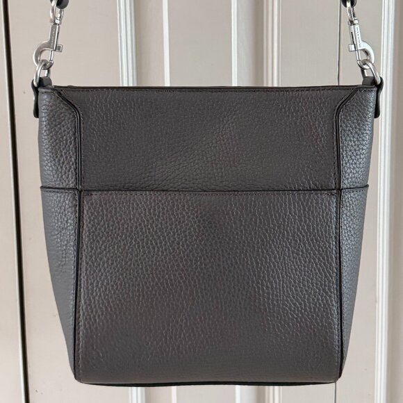 Ampersand As Apostrophe Grey Pebbled Leather Crossbody Bag Minimalist Design - Picture 1 of 11